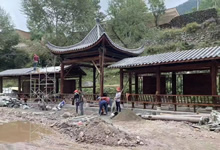 走廊式?jīng)鐾び心男邮剑B廊連接涼亭效果圖片